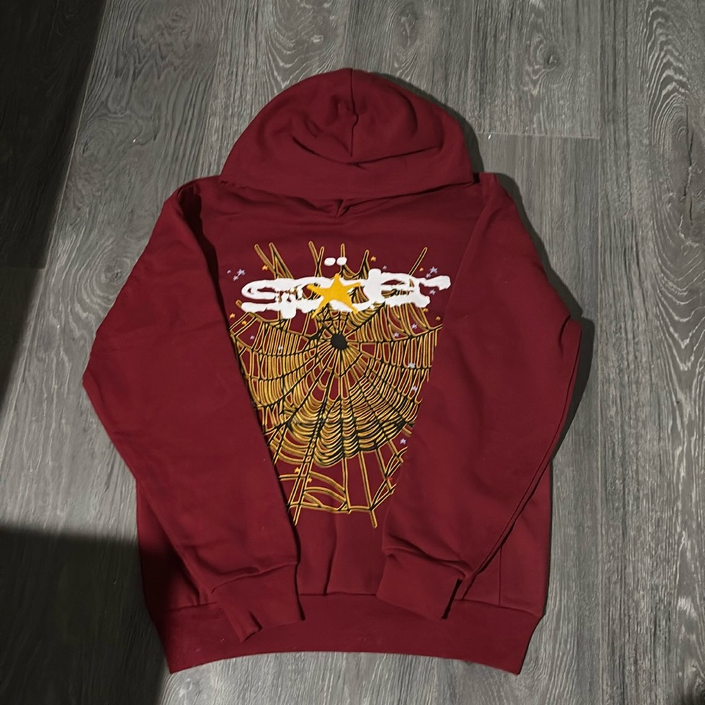 FROM GOAT size small burgundy sp5der hoodie selling for way cheaper